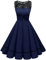 Bbonlinedress Rockabilly Kleider Damen Sommerkleid Abendkleider elegant für Hochzeit Jugendweihe Kleider Spitzenkleid Cocktailkleid Navy M