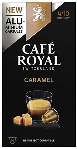 Café Royal Flavoured Edition Caramel Capsules en Aluminium, Compatibles avec le Système Nespresso, Intensité 4/10, 10 capsules