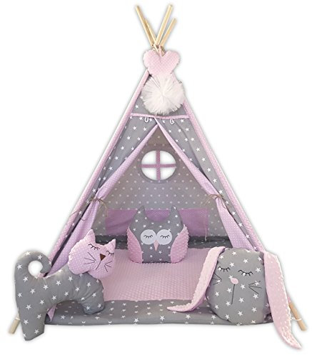 izabell Tente TIPi, Tente pour Enfants, Tente pour la Chambre, Tente de Jeu tipi extérieure (Rose)