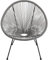 Kare Design Sessel Acapulco, Grau, Indoor und Outdoor Stuhl im Retro-Design, Gartenstuhl, Relaxsessel für Balkon, Garten, Terrasse, Schwarzes Stahlgestell, 85x73x78 cm (H/B/T)