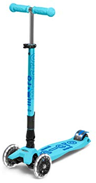 Micro® Maxi Deluxe Klappbarer LED-Scooter, 3 Räder, 5-12 Jahre, Gewicht 2,5 kg, maximale Belastung 70 kg, Höhe 67-91 cm, rutschfeste Plattform aus Polypropylen (flexibel, hohe Widerstandsfähigkeit)
