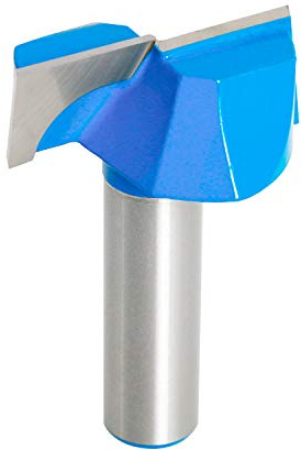 Aopin 1-1/2-Inch Dia Bottom Cleaning Router Bit 1/2-Inch Shank, Mortising Bit, Spoil Board Surfacing, Slab Flattening Woodworking Milling Cutter Carbide Tipped, Blue, Silver, 1Pcs