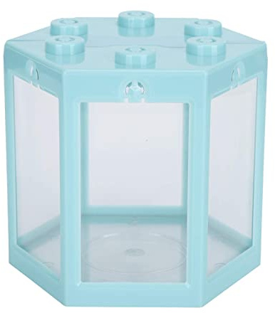 Mini Hex Betta & Goldfish Tank - Small Desktop Plastic Tank for Living Room & Office Home Décor (Pink)