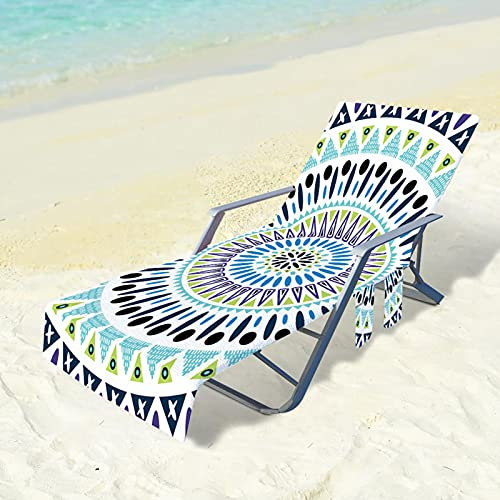 Beach Chair Cover with Side Pockets, Beach Chair Cover Towel Lounge Chair Towel Cover with Side Storage Pockets, Beach Chair Covers for Sun Lounger Pool Sunbathing