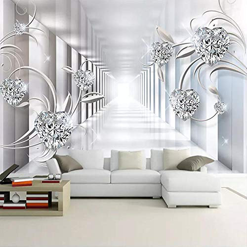 Benutzerdefinierte Wandbild 3D Stereoskopischen Raum Tapete Diamant Schmuck Moderne Wohnzimmer Sofa TV Hintergrund Foto Tapete 400cm (L) × 280cm (H)