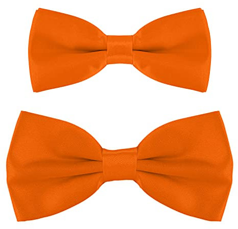 DonDon Vater-Sohn Fliegen Set im Partnerlook, bereits gebunden und verstellbar - Orange