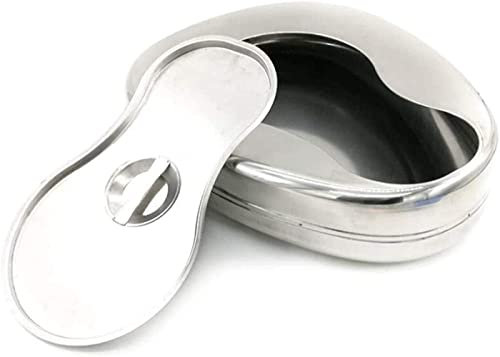 ZKHD Bettpfanne für Frauen-tragbare Weibliche Patienten-Körperpflege-Bettpfanne mit Deckel-dickem Edelstahl-Urinal für ältere Schwangere