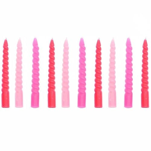 Spiralkerzen, Pink Mix, 10 Stk, Ø 1,2 cm x 10 cm hoch