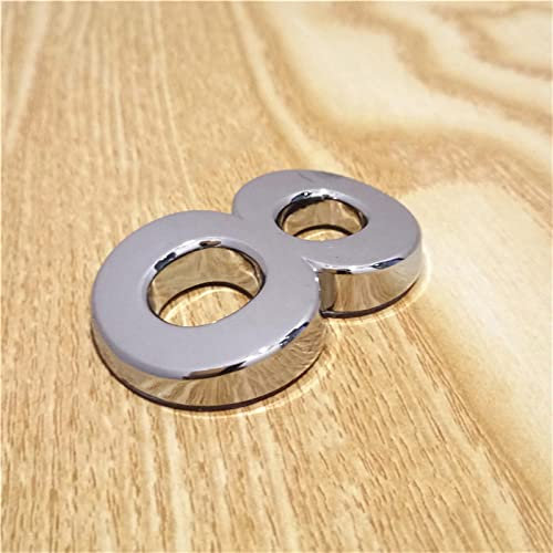 3D Self Adhesive House Plaque Numbers 0-9 Letters A-H 5cm Silver Plastic Sticker Electroplated Home Door Outdoor Plate Modern Address Hotel Digits Sign for Bins Mailbox Yard Street Anti-Rust (8)