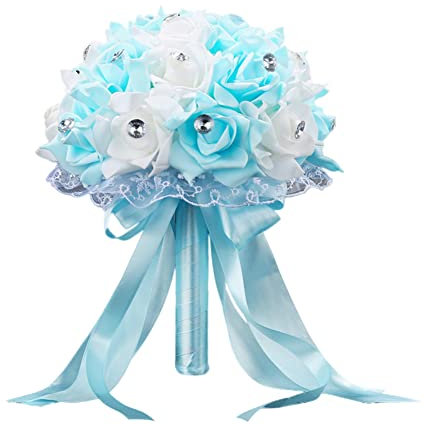 Handgemachte Brautstrauß Hochzeit Blumenstrauß Gefälschte Rose Braut Bouquet Blume Künstlich Blume Strass Braut Brautjungfern Hochzeitsblumenstrauß Rosenblumen Handstrauß Rosenstrauß für Hochzeit