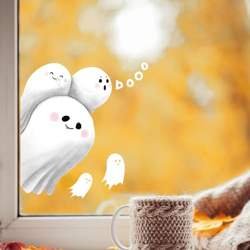 Wandtattoo Loft Fensterbild Halloween Geister Fensterdeko Kinderzimmer Kind Fensterfolie Fensterdekoration, 1. A4 Bogen
