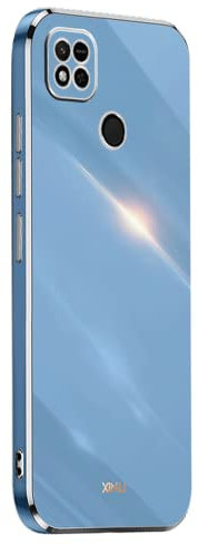 EASSGU Marco Electrochapado Funda para Redmi 9C / Redmi 9C NFC/Redmi 10A (6.53 Inches) Carcasa Protectora de Color de Silicona TPU Suave - Azul Marino
