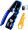 Blenori RJ45 Crimp Tool Pass Through - Ethernet Crimper for Cat5 Cat5e Cat6 Connectors with Mini Wire Stripper