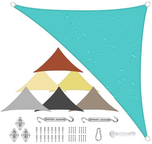 Sichtschutz Triangle Sun Shade Sail 4x4x5.7M, Canopy Pergola Covers, 90% UV Protection, With Free Rope, for Square Outdoor Garden - Lake Blue