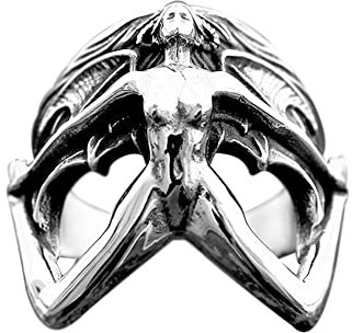 OIDIMS Teufels-Lilith-Ring für Herren, Edelstahl, Punk-Rock, Biker-Band, Einzelring, personalisierbar, für Männer und Frauen, Bff, Bruder, Geburtstag, Weihnachten, bequeme Passform, Schmuck