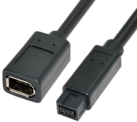 CY Câble d'extension IEEE 1394 6 broches femelle vers 1394B mâle 9 broches pour carte de capture de données vidéo Firewire 400 à 800, 20 cm