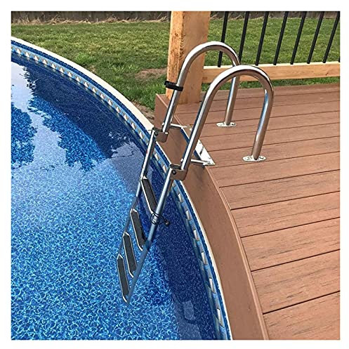 SAZDFY Badeleiter Boot Poolleiter Teleskop 4-Stufen-Leiter für Schwimmbad, Klappbare Bootsdockleiter Aus Edelstahl mit Breiten Schritten und Handläufen