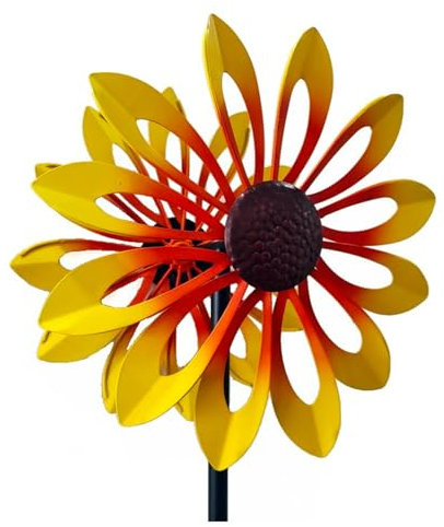 Windrad, wetterfest und standfest Mit Stabiler Standstab Rasen Wind Spinners Für Outdoor Familie, Freunde Und Bekannte,Yellow