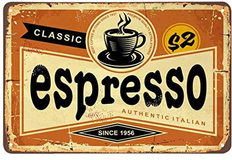 Espresso-Blechschild, klassischer italienischer Kaffee, Vintage-Blechschilder für Cafés, Shop, Wanddekoration, lustige Retro-Schilder für Männer und Frauen, ca. 20 x 30,5 cm