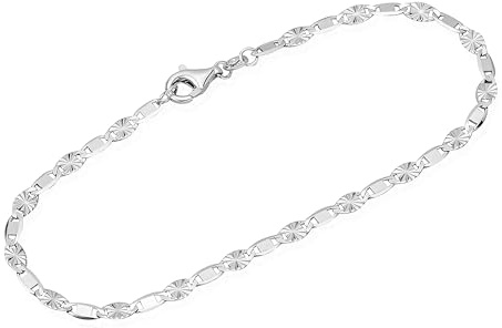 NKlaus Damen-Armband 19cm, Fantasiekette aus 925 Silber, glänzend | Elegante Armkette und Armkettchen