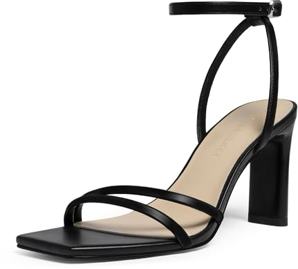 MIRAAZZURRA Damen Sandalen Klobig High Heel Quadratische Offene Zehe Slingback Heel Sandalen with Ankle Strap für Kleider Party Schuhe Schwarz 37