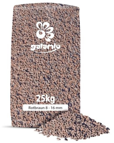 GALAMIO Lavamulch Rot Braun Eifel Vulkan Gestein Beet Abdeckung Garten Mulch Pflanz Granulat Substrat Dekor Mittel 8-16mm 25kg x 40 Sack 1000kg Palette