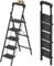 JOISCOPE 5 Step Ladder with Handrail & Tool Stand, 180 KG Load Capacity Folding Step for Adults, Sturdy & Lightweight Folding Stool, Anti-Slip Pedals for Home, Kitchen, Black