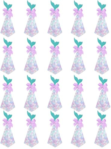 BIKPRST 20 Stück Meerjungfrau Geschenkboxen Dekorative Meerjungfrau Mitbringsel Candy Papierboxen Für Kinder Mädchen Geburtstag,Mermiad Party,Hochzeit,Baby Dusche Dekoration Mermaid-Themenpartys