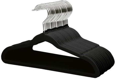 ManGotree Kids Velvet Kleiderbügel, 22 Stück rutschfeste Kinderkleiderbügel, platzsparende Kleiderbügel mit 360° drehbarem Haken, 35cm Premium-Filzbügel für Kinder, Jugendliche (Schwarz)