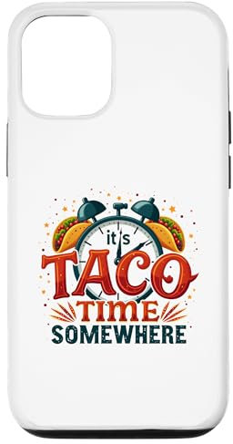 Hülle für iPhone 12/12 Pro It's Taco Time Somewhere Lustiges Uhr-Taco-Design