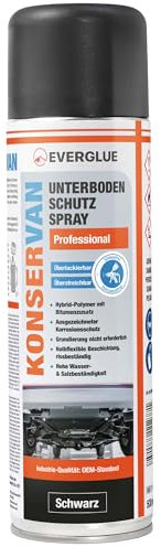 Everglue Konservan Professional Unterbodenschutzspray Hybrid-Polymer mit Bitumenzusatz, schwarz, 500 ml Aerosol dauerhafter Schutz gegen Rost, Steinschlag & Witterung (3)