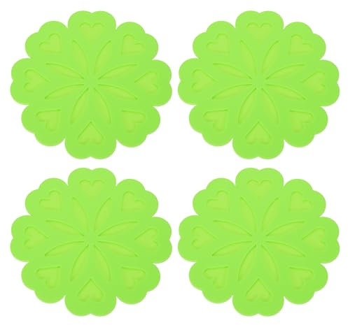 sourcing map 4 sottopentola in silicone, motivo floreale, protezione da tavolo, resistente al calore, per piano di lavoro, piatti caldi, pentole e padelle calde, verde erba