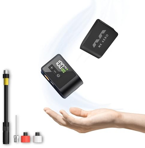 MK Aero Mini™ Elektrische Fahrradpumpe – Ultrakompakt, 8,2 Bar/120 PSI, Schnelle 30 Min. Aufladung, Automatische Abschaltung, Integriertes Manometer & LED-Licht – Perfekt für Rennräder & Unterwegs