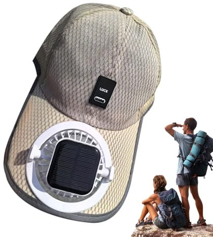 Sommer Solar Fan Sonnenschutzmütze - Mit UV-Schutz & verlängertem Rand | Unisex für Angeln, Outdoor & | Rot Backstein Design, ladbare Lüfterfunktion​