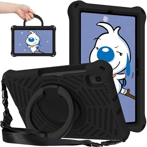 Funda infantil para Samsung Galaxy Tab S6 10.5 2019 SM-T860/T865, protección completa a prueba de golpes, ligera de EVA, soporte giratorio de 360°, con correa para el hombro, color negro