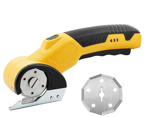 Longzhuo Cordless Electric Scissors, 0.9lb Wireless Cardboard Box Cutter Fabric Scissor, Safety Lock & LED Light, USB Rechargeable Shears Cutting Tool for Leather Carpet Plastic (Orange)