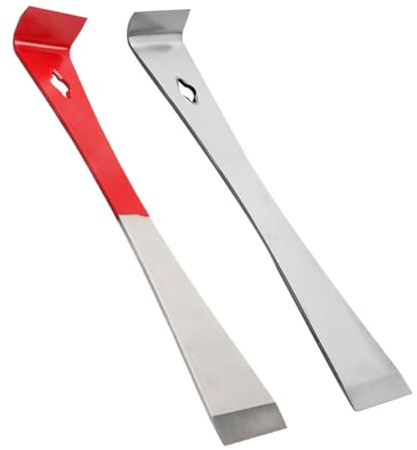 Osmond 2PCS Pry Bar Scraper Nail Puller Stainless Steel Flat Crowbar Angled Edge Pry Bar for Pulling and Scraping Tool