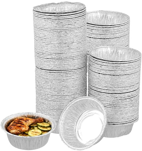 125 Pcs 5inch Round Aluminium Foil Baking Trays, 12cm Tin Foil Pie Dishes | for Kitchen Baking, BBQ Grilling & Camping Trips