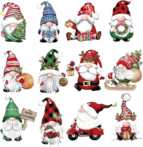 36 Stück Weihnachten Anhänger Holz, Mini Netter Zwerg Hängeornamente aus Holz, Multi-Muster Weihnachtsmann Anhänger Weihnachtsbaum Dekorieren, Christbaumschmuck für Festivals