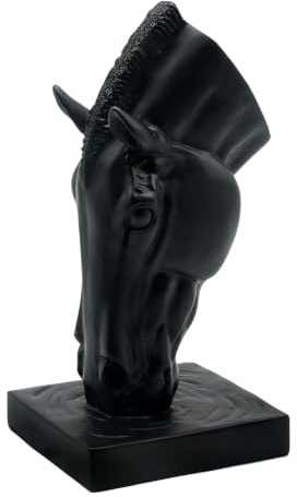 JoResona Pferdekopf Vase Schwarz Pferd Statue Harz Blumenvase Minimalistische Dekorative Vase für Garten Terrasse Wohnzimmer Elegantes Geschenk