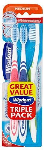 Wisdom Regular Plus Medium Toothbrushes - Triple pack
