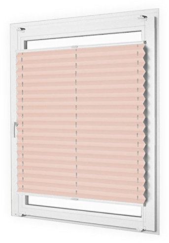 Sun World Plissee nach Maß, Klemmfix, ohne Bohren, deutsche Wertarbeit, 25 Farben (Farbe: Light Rose, Höhe: 111-120cm, Breite: 20-50cm)