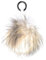 Realkontor XXL Taschenanhänger mit Lederband und Karabiner, Schlüsselanhänger Bommel Pelzbommel Pompon Pelz Fell Echtpelz, Naturweiss, XXL 16-20 cm Durchmesser