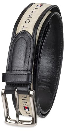 Tommy Hilfiger Men's Ribbon Inlay Fabric Belt With Single Prong Buckle Belt (pack of 1)