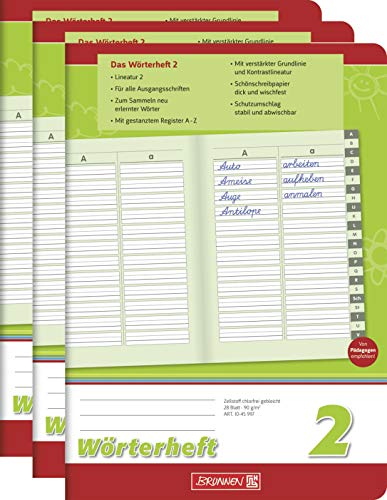 Brunnen Schreiblernheft (3 Stück, Wörterheft Lin. 2)