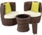 tectake® Rattan Set 2 Personen, Balkonmöbel, Gartenmöbel Set, Outdoor Sitzgruppe mit 2X Stuhl, 1x Beistelltisch rund, 1x Vase, platzsparend zusammenschiebbar, mit Polster und Kissen - schwarz/braun