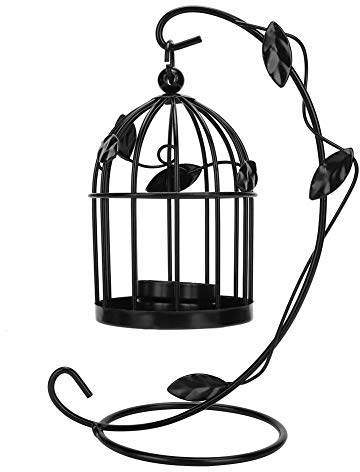 Retro-Kerzenhalter für Vögel aus Eisen, Aufhängung, Laterne, Dekoration für Zuhause, Strohstil, Europeo Gäfig für Vögel Kerzenständer Schmiedeeisen Vintage Schwarz