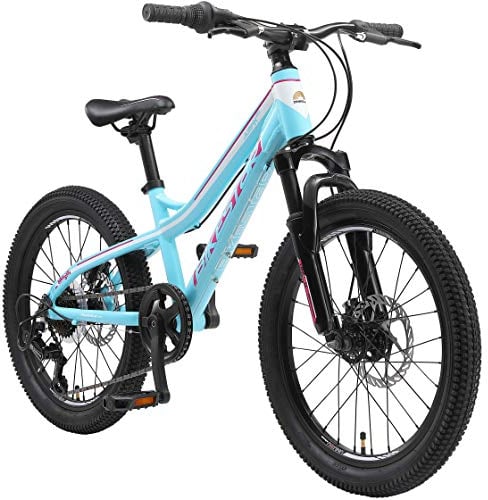 BIKESTAR Alu Mountainbike Jugendfahrrad 20 Zoll ab 6-9 Jahre Hardtail | 7 Gang Shimano Schaltung, Scheibenbremse, Federgabel | Kinder Fahrrad Weiß Türkis | Risikofrei Testen
