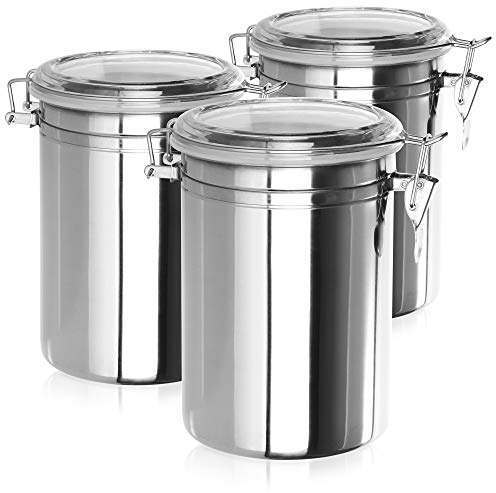 Robin Goods® 3x Vorratsdose mit Bügelverschluss, Aufbewahrungsbox aus Edelstahl, luftdichte Kaffeebehälter, 2 Liter (3 Stück - 2000ml)