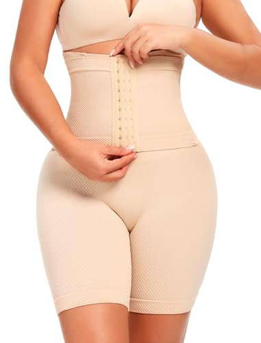 SURE YOU LIKE Taillenformer Shapewear Damen Bauchweg Miederpant Damen Bauchweg Unterhose Mit Korsett Body Figurenformender Mit Taillengürtel Trainer, Beige, M/L